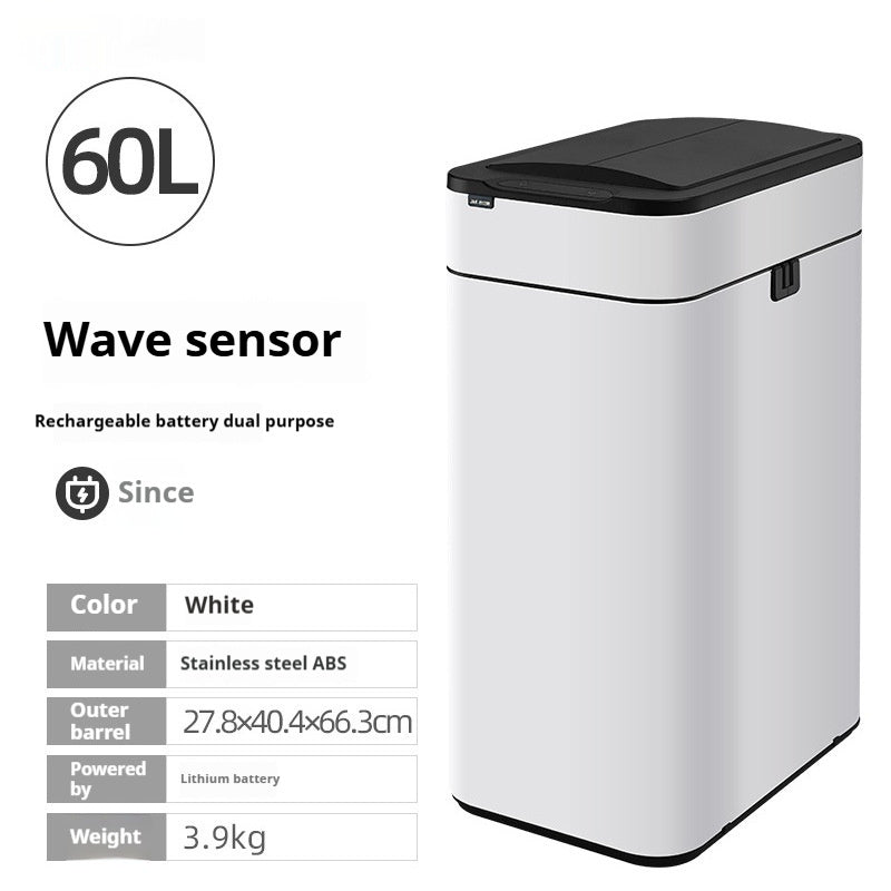 13-Gallon Touchless Smart Trash Can – Large Capacity Motion Sensor Ashbin for Kitchen & Living Room, Odor-Sealing Deodorant Lid, Waterproof & Fingerprint-Resistant Stainless Steel