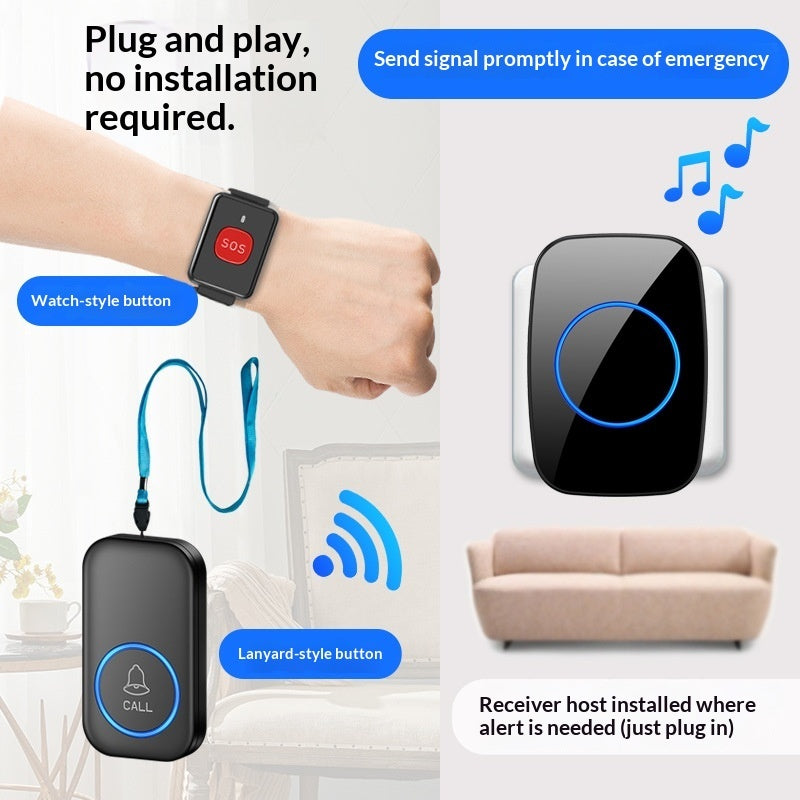 Wireless Caregiver Pager & SOS Call Button – Portable Personal Alert System for Elderly & Seniors, 500ft+ Range, Waterproof Wearable Panic Button for Home Safety, Includes 2 Receivers & 2 Neck Pendants.