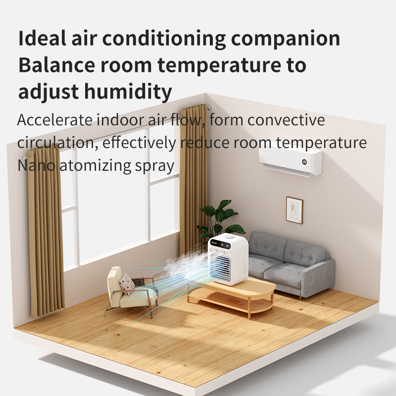 Portable Air Cooler with Mist - 3-in-1 Small Desktop Air Conditioner Fan & Personal Humidifier - 3 Speeds, Quiet Evaporative Cooling Fan with Water Spray for Home, Office, Dorm, and Nightstand
