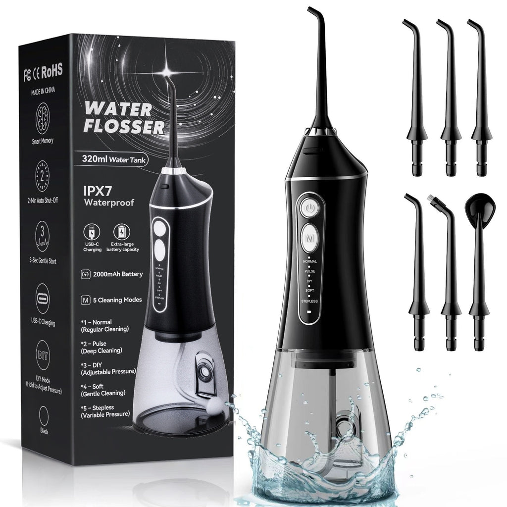 Professional Water Flosser for Teeth - Portable Cordless Dental Oral Irrigator with 3 Modes & IPX7 Waterproof – Handheld Rechargeable Smart Water Pick for Travel, Home & Braces