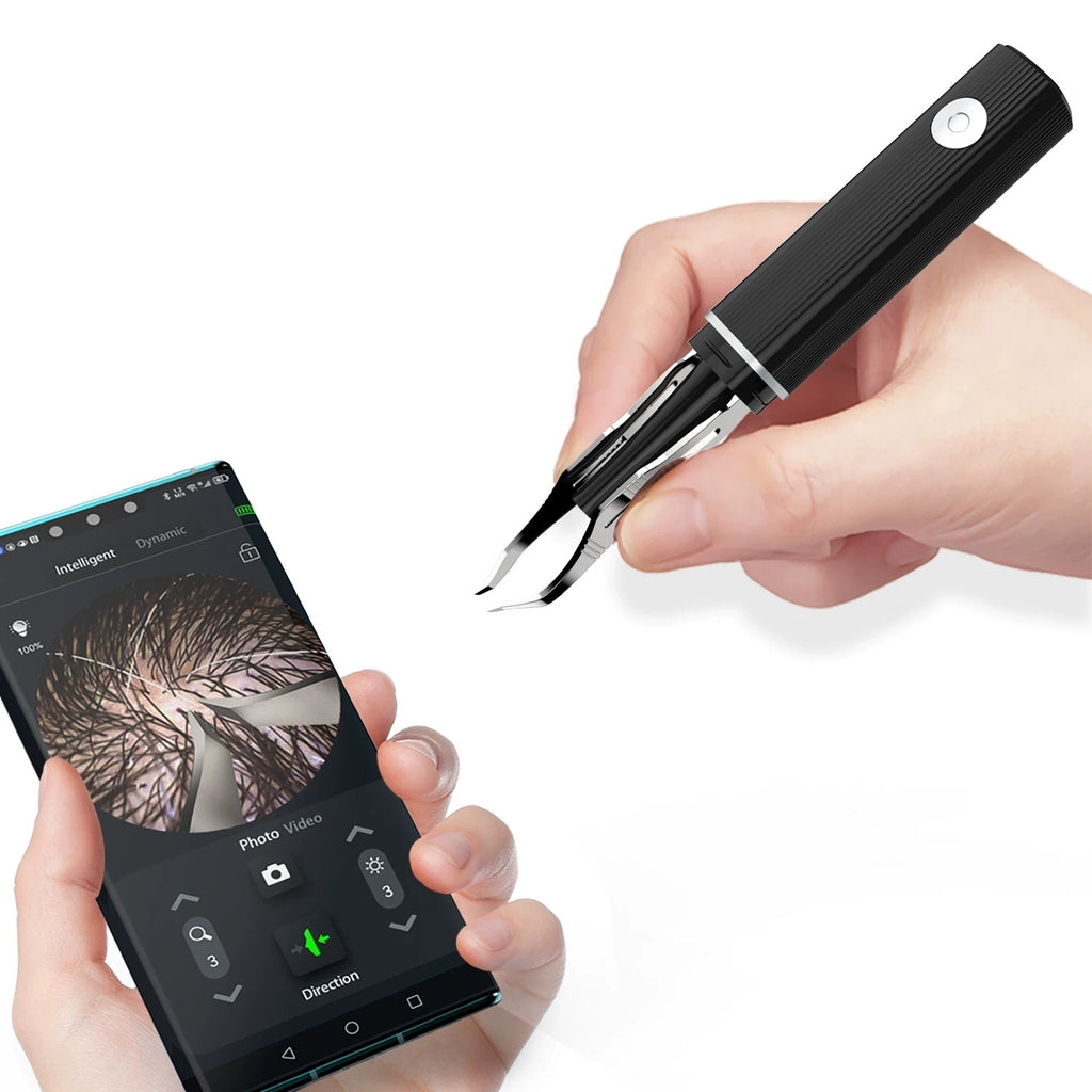 Smart Visual Ear Wax Removal & Tweezing Tool – 1080P HD Wireless Camera Microscopic Tweezers with LED Light – Precision Eyebrow Shaping & Splinter Removal Kit for iOS & Android