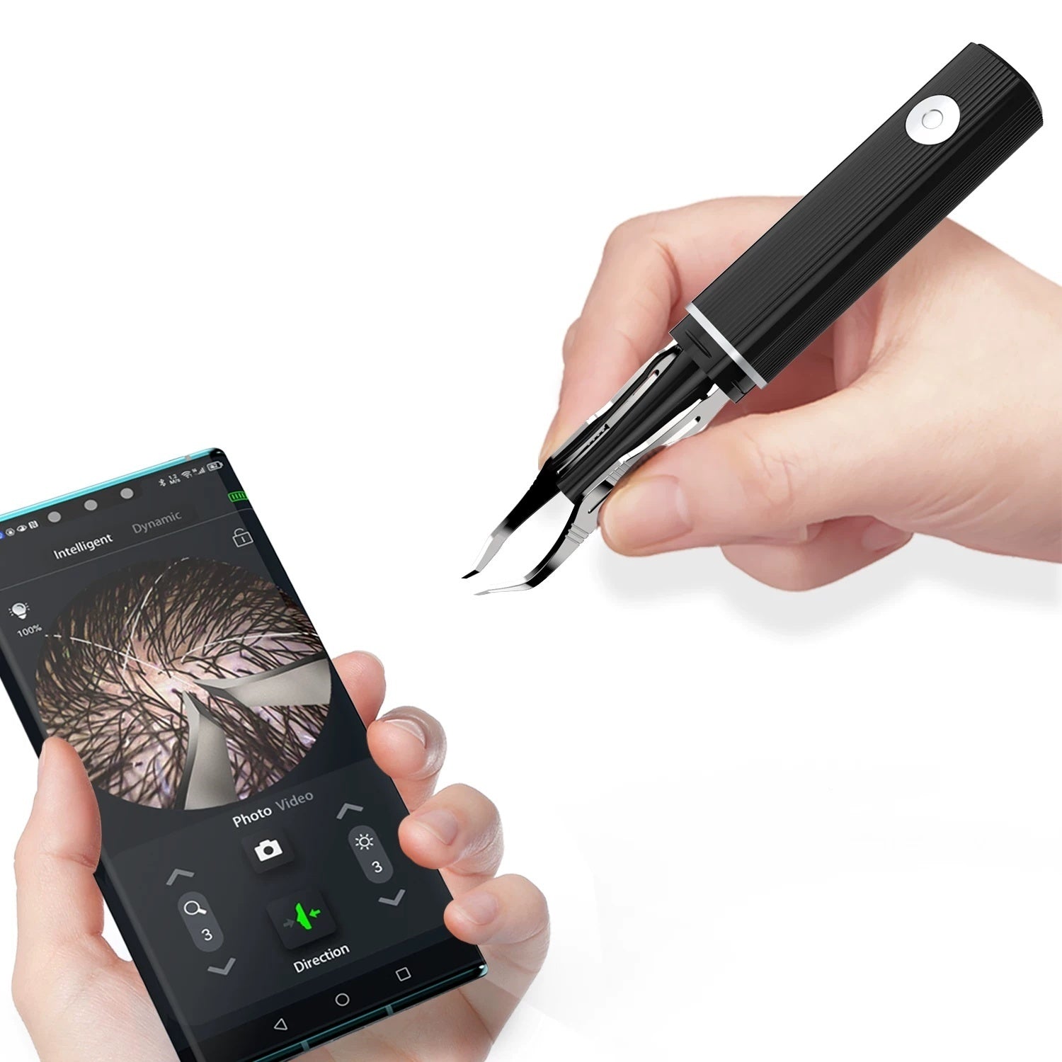 Smart Visual Ear Wax Removal & Tweezing Tool – 1080P HD Wireless Camera Microscopic Tweezers with LED Light – Precision Eyebrow Shaping & Splinter Removal Kit for iOS & Android