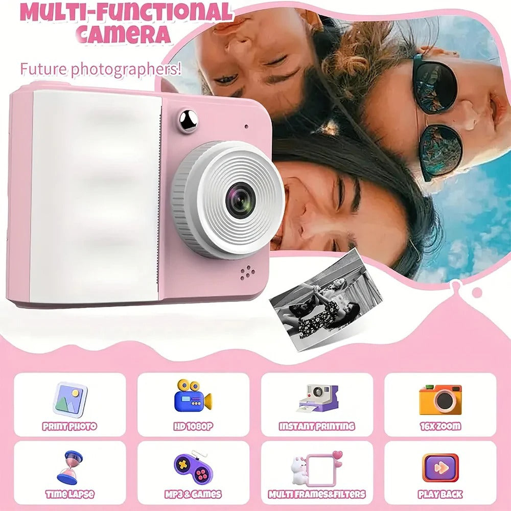 Children Digital Camera Instant Print Toys For Kids Thermal Print Camera HD 1080P Photo Printing Camera With 3 Rolls Print Paper Smart Accessories