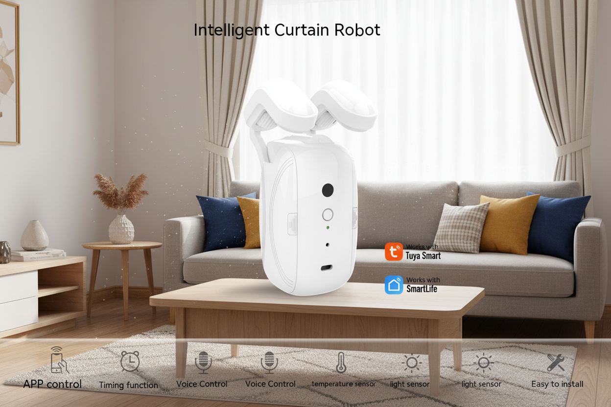 Smart WiFi Curtain Robot – Electric Roman Rod Opener for Smart Homes
