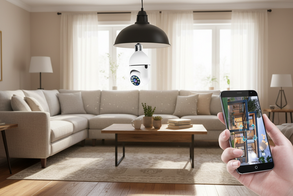 WiFi CAMERA 1080P Bulb 4X Zoom Camera E27 Home 5GWiFi Alarm Monitor