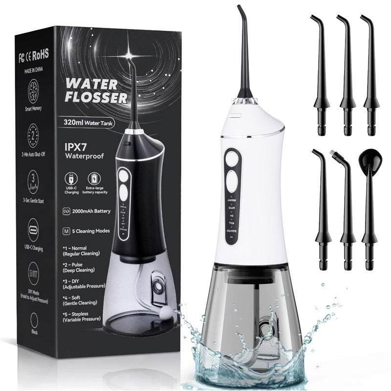 Professional Water Flosser for Teeth - Portable Cordless Dental Oral Irrigator with 3 Modes & IPX7 Waterproof – Handheld Rechargeable Smart Water Pick for Travel, Home & Braces