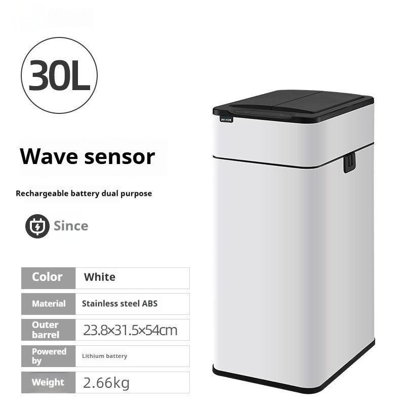 13-Gallon Touchless Smart Trash Can – Large Capacity Motion Sensor Ashbin for Kitchen & Living Room, Odor-Sealing Deodorant Lid, Waterproof & Fingerprint-Resistant Stainless Steel