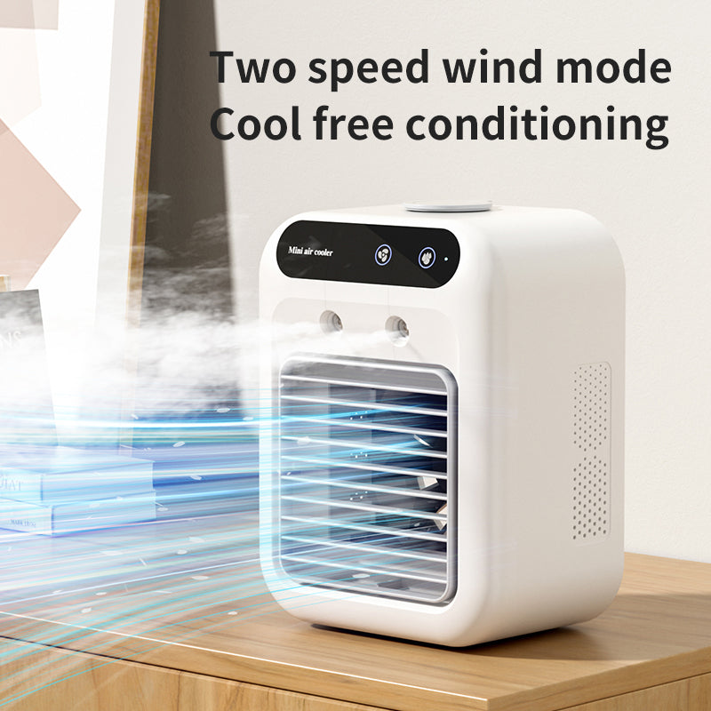 Portable Air Cooler with Mist - 3-in-1 Small Desktop Air Conditioner Fan & Personal Humidifier - 3 Speeds, Quiet Evaporative Cooling Fan with Water Spray for Home, Office, Dorm, and Nightstand