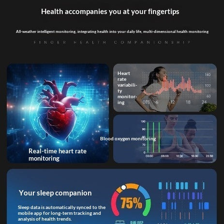 Smart Sleep And Heart Rate Monitoring Step Tracking And Waterprooffinger Ring Smart Accessories