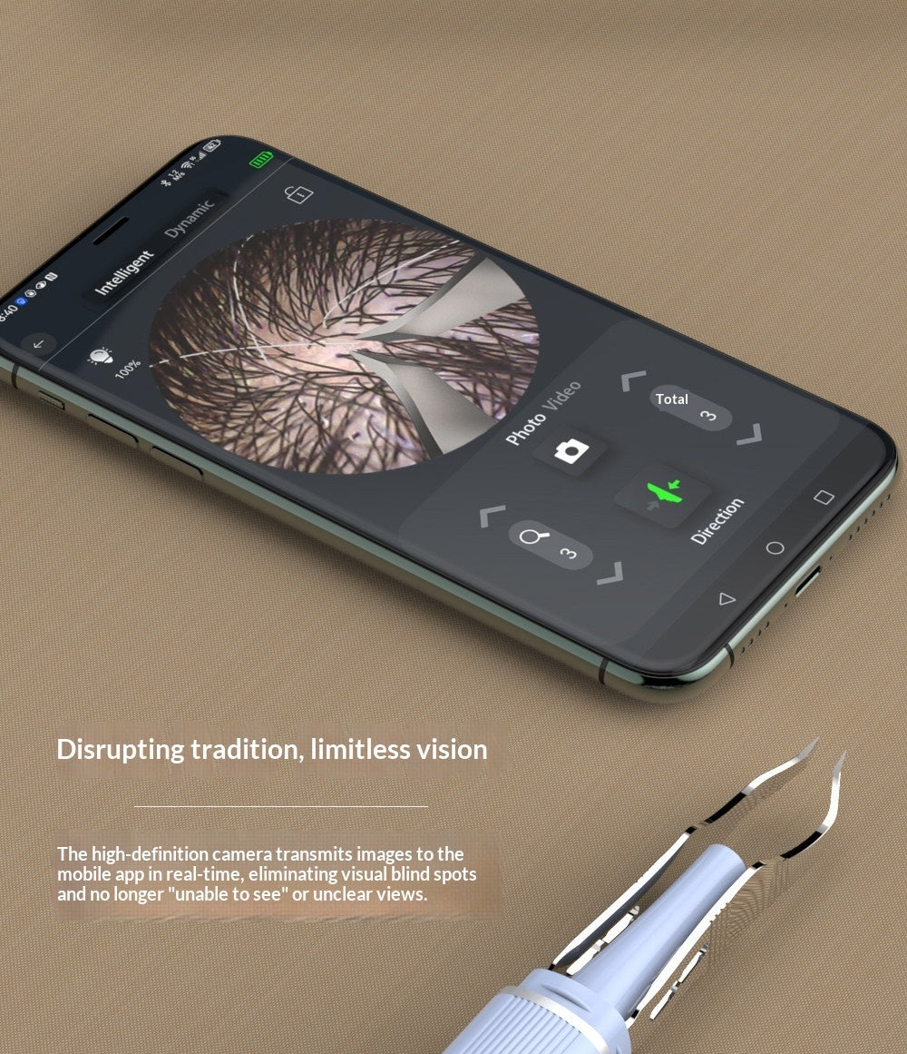 Smart Visual Ear Wax Removal & Tweezing Tool – 1080P HD Wireless Camera Microscopic Tweezers with LED Light – Precision Eyebrow Shaping & Splinter Removal Kit for iOS & Android