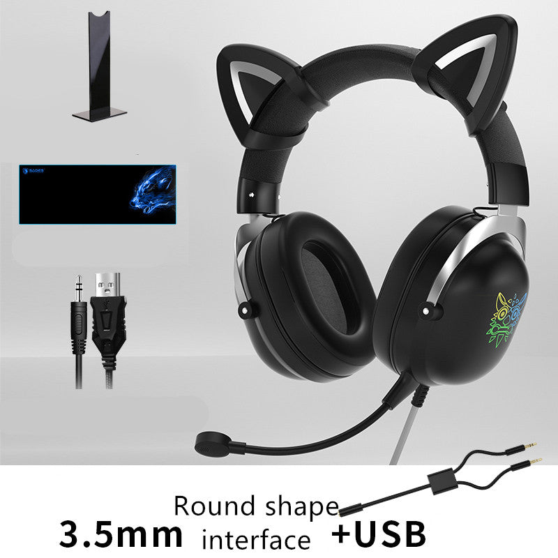Cute Wired Gaming Headset for PC – Head‑Mounted Computer Headphones with Microphone for Gaming & Online Chat Smart Accessories