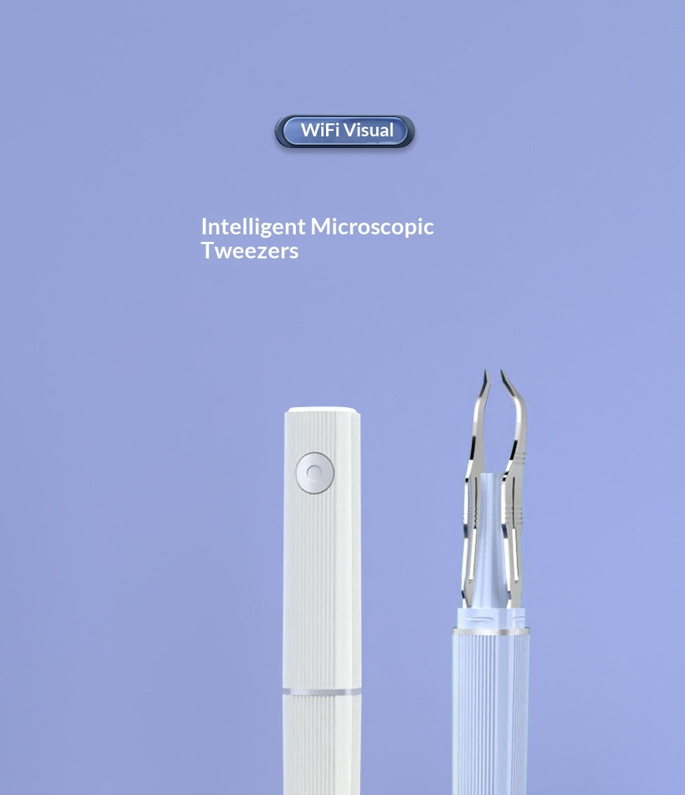 Smart Visual Ear Wax Removal & Tweezing Tool – 1080P HD Wireless Camera Microscopic Tweezers with LED Light – Precision Eyebrow Shaping & Splinter Removal Kit for iOS & Android