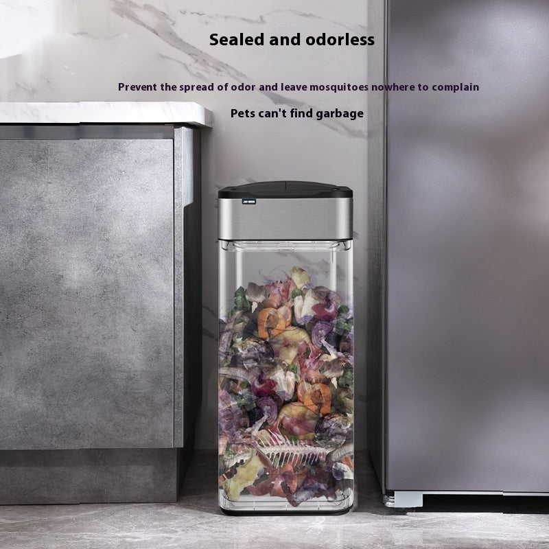 13-Gallon Touchless Smart Trash Can – Large Capacity Motion Sensor Ashbin for Kitchen & Living Room, Odor-Sealing Deodorant Lid, Waterproof & Fingerprint-Resistant Stainless Steel