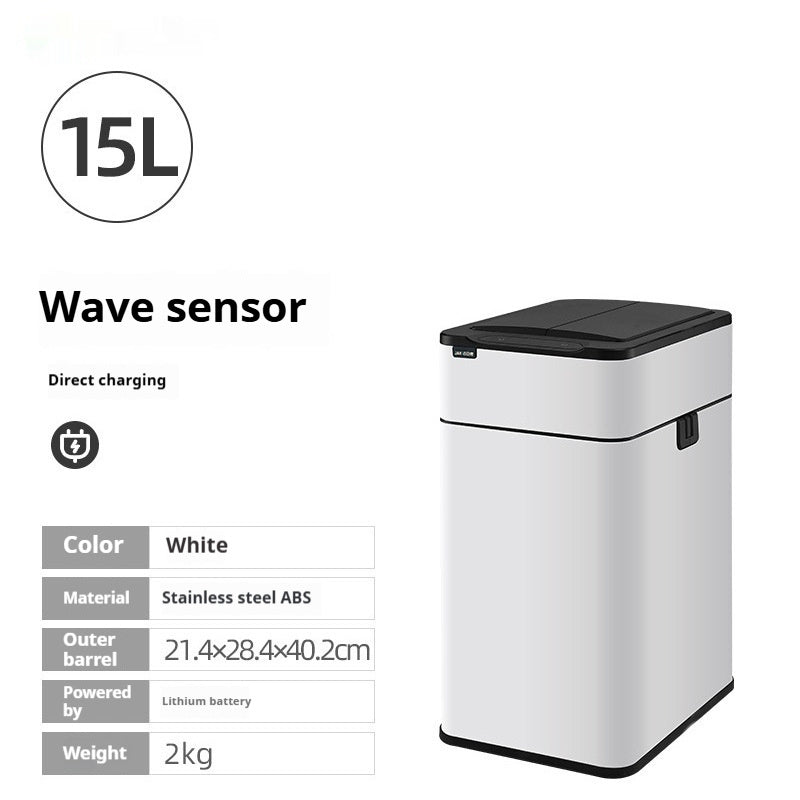 13-Gallon Touchless Smart Trash Can – Large Capacity Motion Sensor Ashbin for Kitchen & Living Room, Odor-Sealing Deodorant Lid, Waterproof & Fingerprint-Resistant Stainless Steel