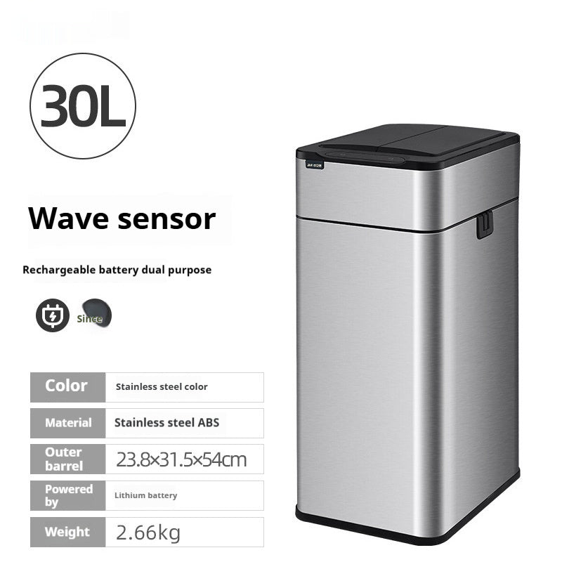 13-Gallon Touchless Smart Trash Can – Large Capacity Motion Sensor Ashbin for Kitchen & Living Room, Odor-Sealing Deodorant Lid, Waterproof & Fingerprint-Resistant Stainless Steel