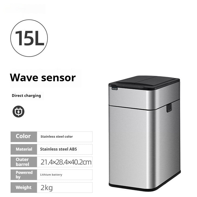 13-Gallon Touchless Smart Trash Can – Large Capacity Motion Sensor Ashbin for Kitchen & Living Room, Odor-Sealing Deodorant Lid, Waterproof & Fingerprint-Resistant Stainless Steel